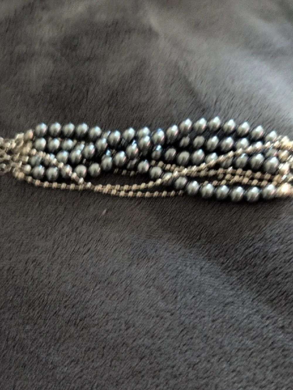 Multi-Strand Blue Bead Bracelet with Silver Chains And Matching Earrings Set